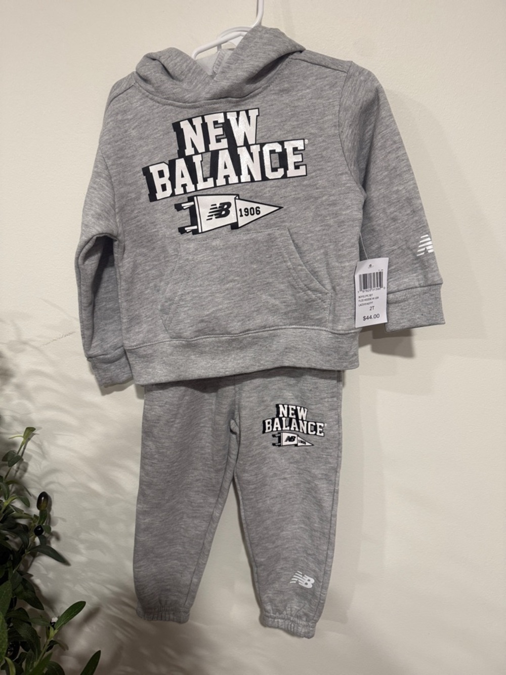 New Balance Kids Grey Hoodie & Joggers Set with Logo